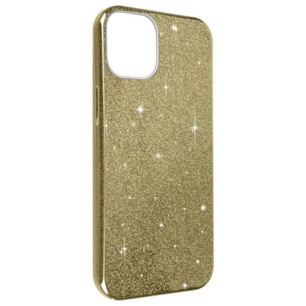 iPhone 14 Plus Glitter Avtagbart halvstyvt silikonfodral Guld - AVIZAR - Gul - Blandat