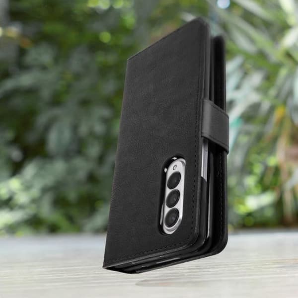 Samsung Galaxy Z Fold 3 Fodral - AVIZAR - Plånboksfodral - Svart - Magnetisk flik