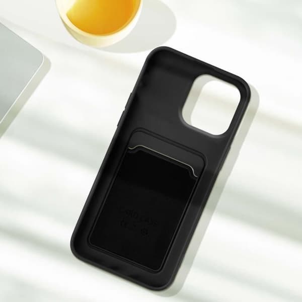 iPhone 14 Pro Max skyddsfodral - AVIZAR - Mjuk silikon - Svart - Integrerad korthållare