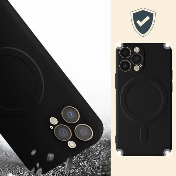 Skyddsfodral - AVIZAR - iPhone 13 Pro Max - Silikon Soft-touch - Kompatibel med MagSafe - Svart