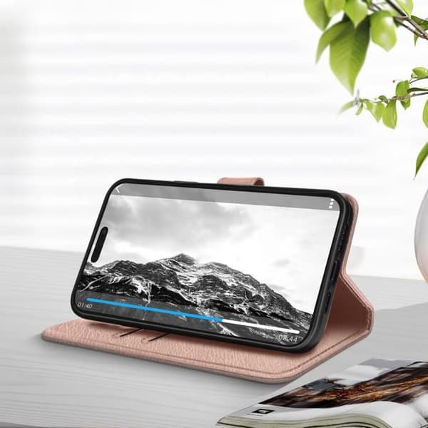 iPhone 14 Pro Plånboksfodral Video Support Funktion Rose Gold