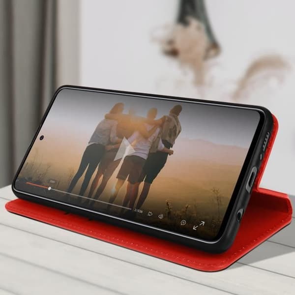 AVIZAR Samsung Galaxy A51 Folio Cover - Röd - Videostödfunktion - Kortfack