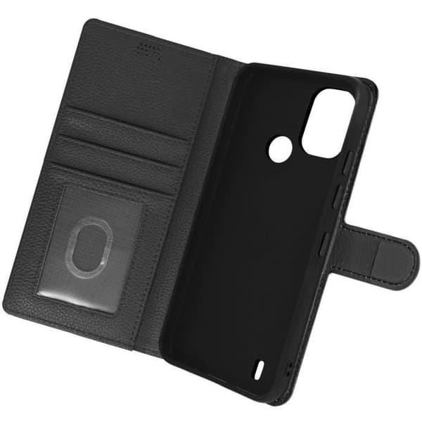 Skal till Nokia C21 Plus videostöd plånbok konstläder Svart