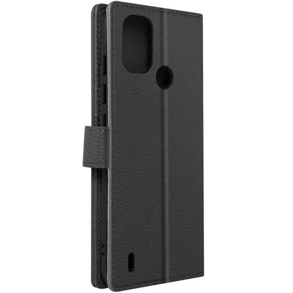 Skal till Nokia C21 Plus videostöd plånbok konstläder Svart