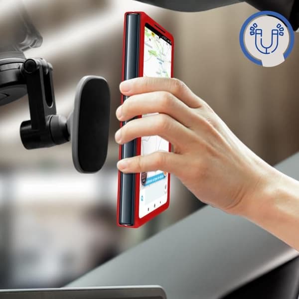 Skyddande fodral AVIZAR för Samsung Galaxy Z Fold 4 - Röd - Metallring för videostöd