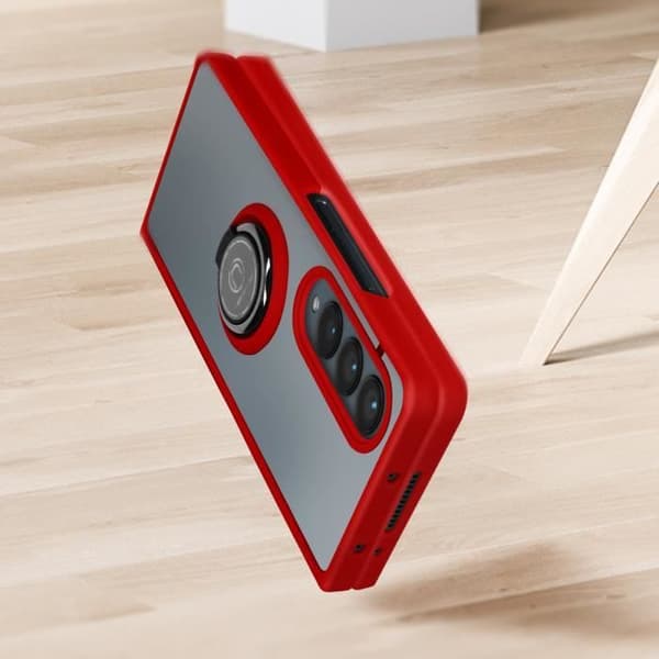 Skyddande fodral AVIZAR för Samsung Galaxy Z Fold 4 - Röd - Metallring för videostöd
