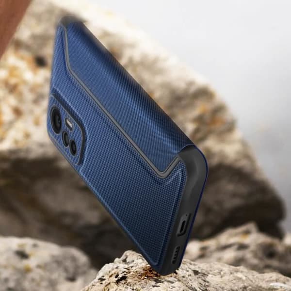 Fodral till Xiaomi 12 Lite - AVIZAR - Razor Book Series - Korthållare - Förstärkta hörn - Blå