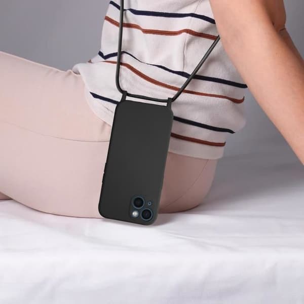 AVIZAR Cord Case för Apple iPhone 13 - Halvstyv polykarbonat och silikongel - Svart
