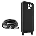 Miniatyrbild 2 av 4: AVIZAR Cord Case för Apple iPhone 13 - Halvstyv polykarbonat och silikongel - Svart