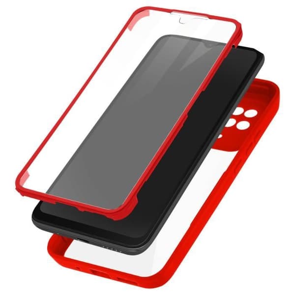 Xiaomi Redmi 10C Fodral Plexiglas Baksida och Polymer Front Röd Kontur