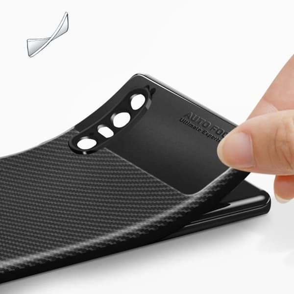 Sony Xperia 1 IV fodral - AVIZAR - Gel silikon - Design av kolfibereffekt - Svart