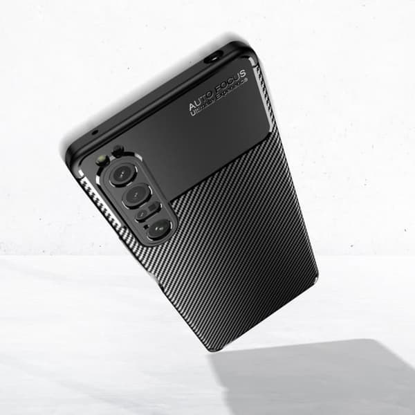 Sony Xperia 1 IV fodral - AVIZAR - Gel silikon - Design av kolfibereffekt - Svart