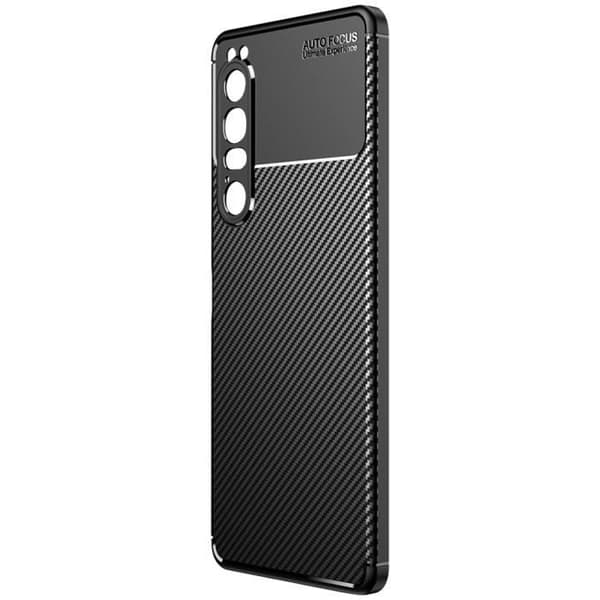 Sony Xperia 1 IV fodral - AVIZAR - Gel silikon - Design av kolfibereffekt - Svart