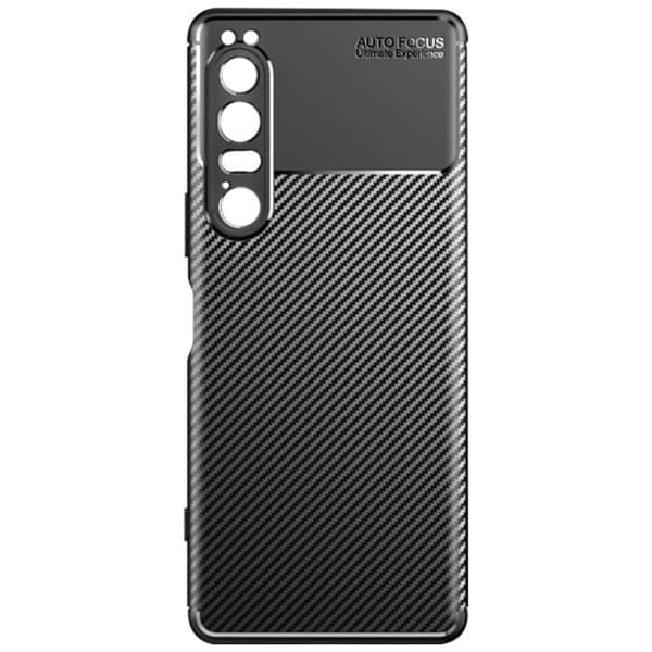 Sony Xperia 1 IV fodral - AVIZAR - Gel silikon - Design av kolfibereffekt - Svart