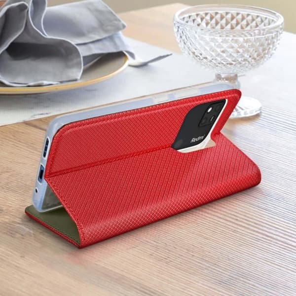 Xiaomi Redmi 10A Fodral - AVIZAR - Magnetisk flipkorthållare - Röd