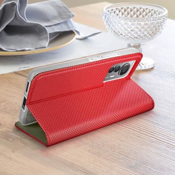 Xiaomi 12 Lite Fodral - AVIZAR - Magnetisk flipkorthållare - Röd - Stativfunktion