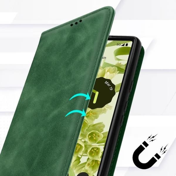 Google Pixel 6a plånboksfodral - AVIZAR - Grön - Stel - Syntet - Blandad