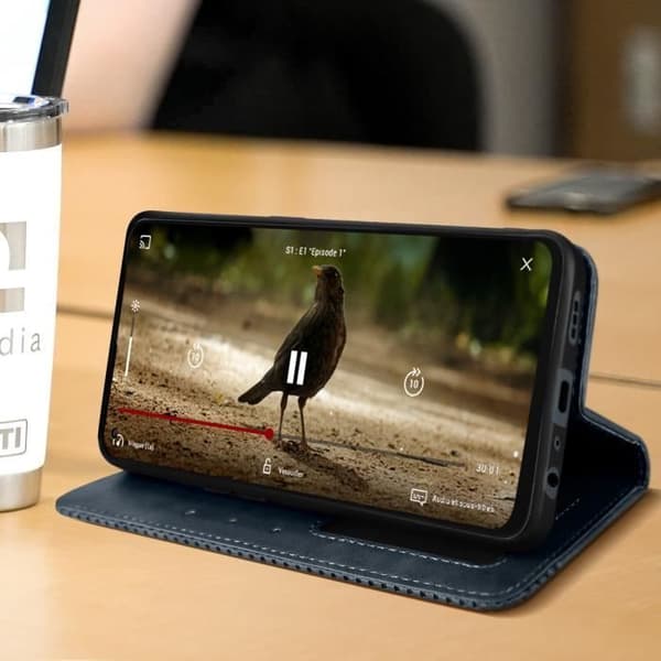 Oppo Reno 8 Lite 5G Flip Wallet Fodral Video Support Funktion midnattsblå