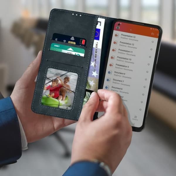 Oppo Reno 8 Lite 5G Flip Wallet Fodral Video Support Funktion midnattsblå