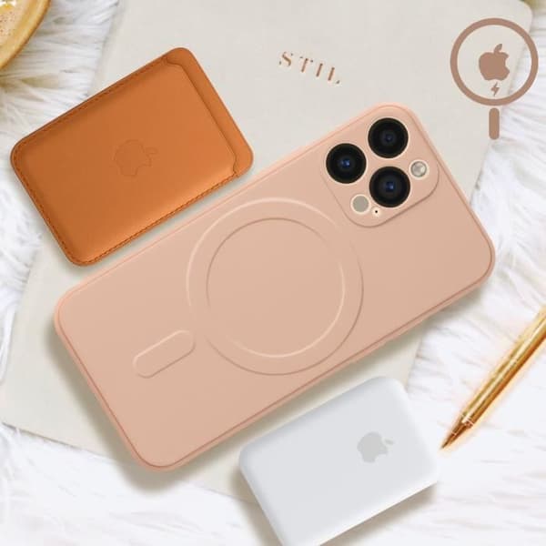 Fodral Magsafe iPhone 13 Pro Silikon Interiör Soft-touch Mag Cover roséguld