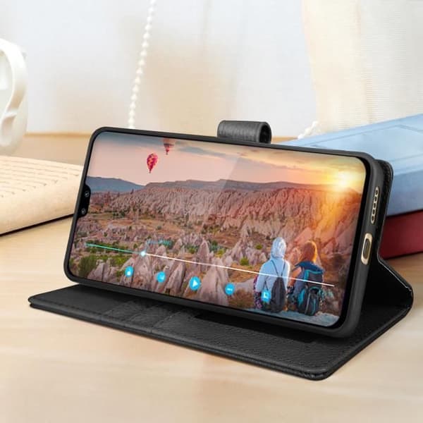 Vivo V23 Pro Flip Wallet Fodral Video Support svart - AVIZAR - Stel - Syntet - Svart - Matt - Blandad