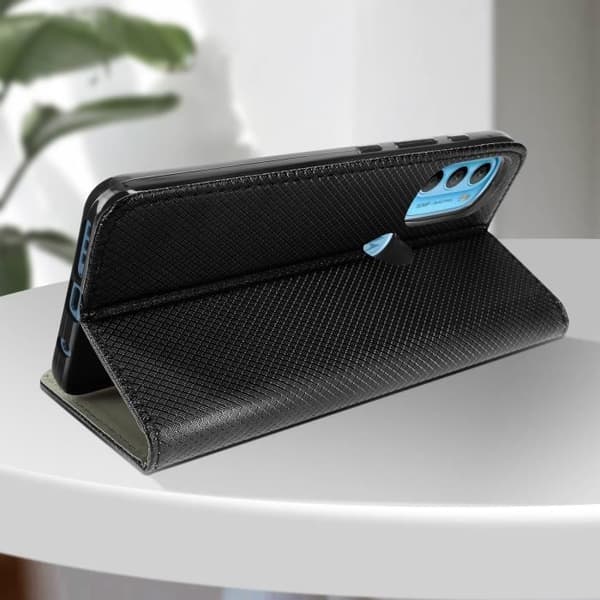 AVIZAR Fodral till Motorola Moto G71 5G - Svart - Magnetisk flipkorthållare Stativfunktion