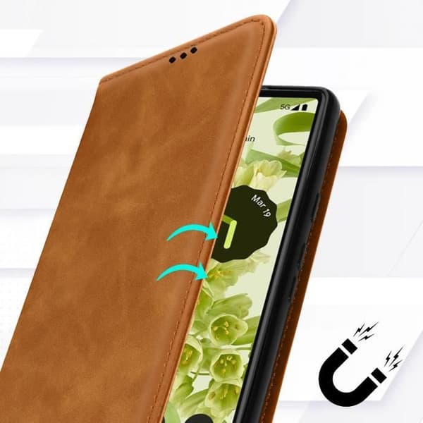 Google Pixel 6a plånboksfodral - AVIZAR - Korthållare - Soft-touch Camel