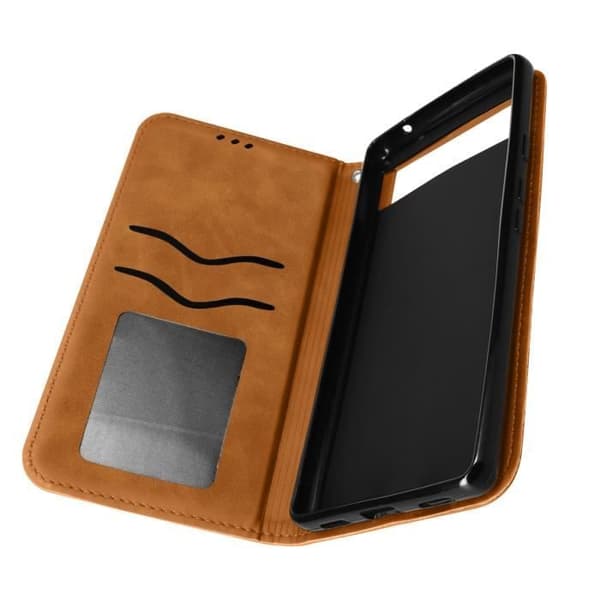 Google Pixel 6a plånboksfodral - AVIZAR - Korthållare - Soft-touch Camel