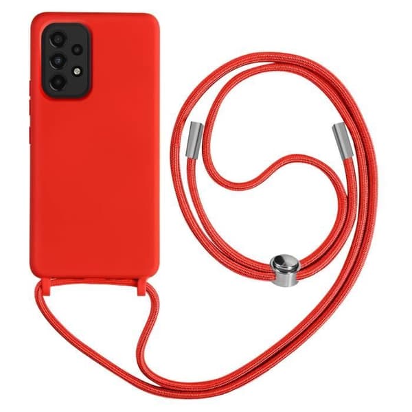 Coque - AVIZAR - Samsung Galaxy A33 5G - Semi-rigida - Justerbar snodd 80cm - Röd