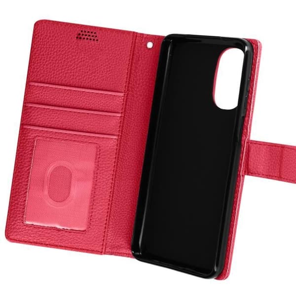 Motorola Moto G52 och G82 Fodral Flip Wallet Video Support Handledsrem Fuschia