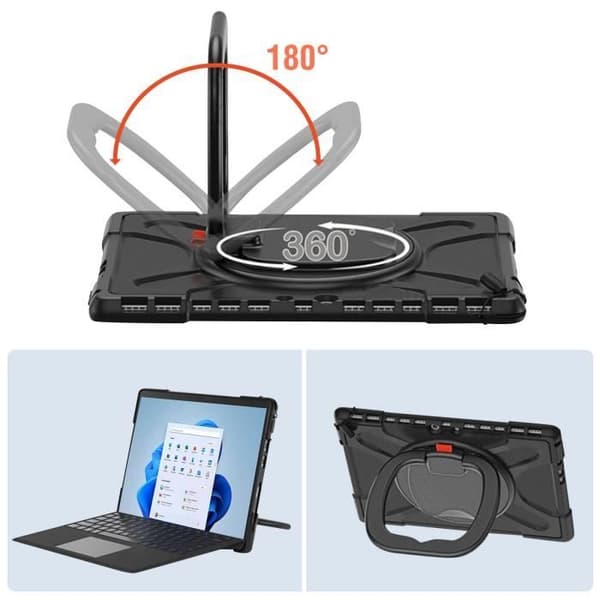 Coque Microsoft Surface Pro 8 - AVIZAR - Multilager - Multifunktionell handtag - Svart
