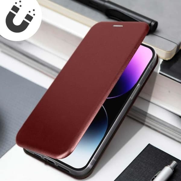 iPhone 14 Pro Max fodral - AVIZAR - Korthållarflik - Burgundy satinfinish