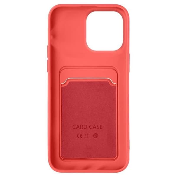 iPhone 14 Pro Max Mjukt Silikonfodral Coral Korthållare