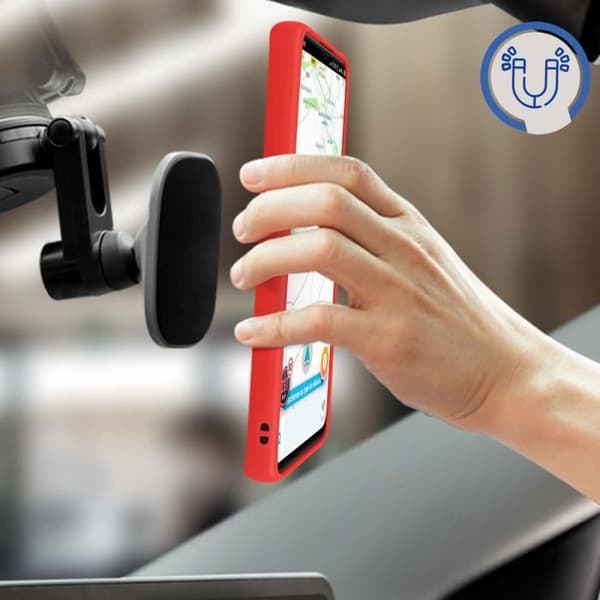 Xiaomi Redmi 10A Bi-material fodral Metallring Videostöd röd
