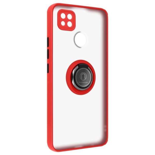 Xiaomi Redmi 10A Bi-material fodral Metallring Videostöd röd