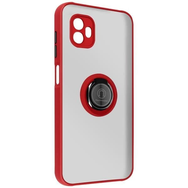 Coque Samsung Xcover 6 Pro - AVIZAR - Bi-matière - Bague Métallique - Rouge