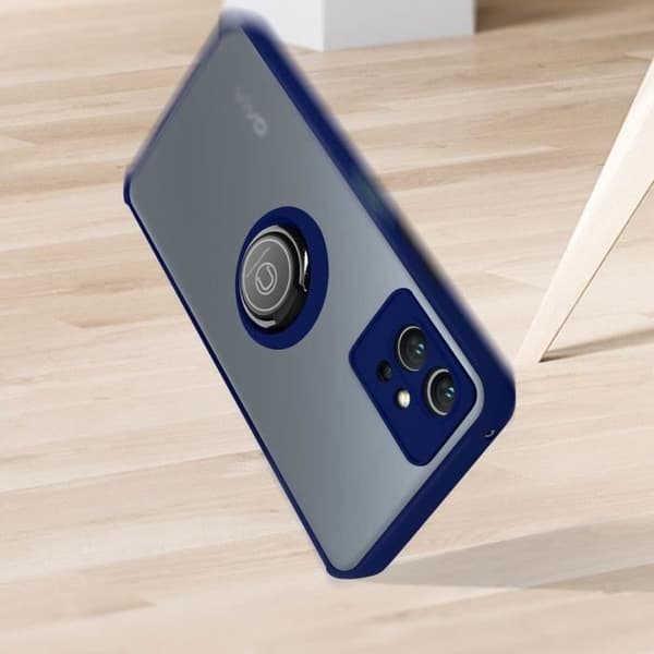 Vivo Y55 5G Bi-material Fodral Metallring Videostöd blå