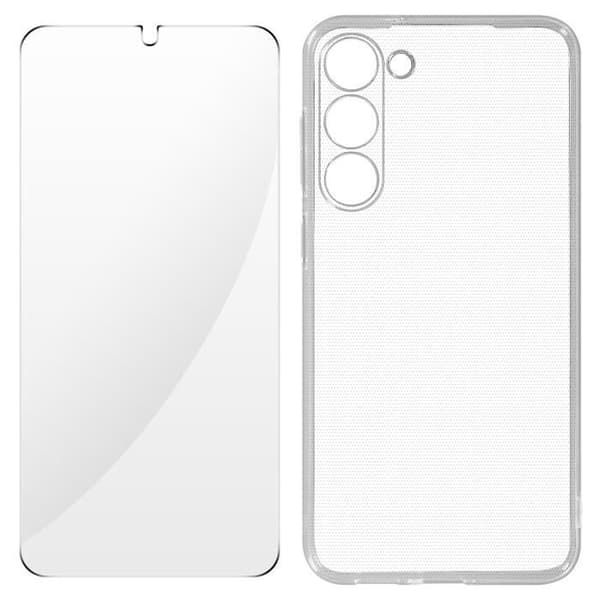 AVIZAR fodral till Samsung Galaxy S23 Plus - Silikongel och 9H härdat glas transparent