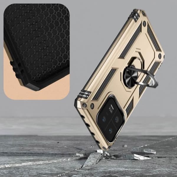 AVIZAR Skyddsfodral för Xiaomi 13 Pro - Hybrid Stötsäker - Magnetisk stödring i guld
