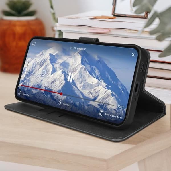 Ingenting Telefon 1 Flip Wallet Fodral Video Support Funktion Svart