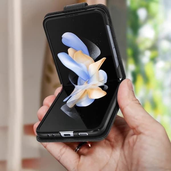 Samsung Galaxy Z Flip 3 Flip Fodral med magnetflik Svart - AVIZAR - Stel - Syntet - Flik