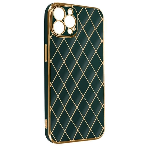 Geometriskt fodral till iPhone 12 Pro - AVIZAR - Grön - Hårt - Geometriskt mönster med metalleffekt