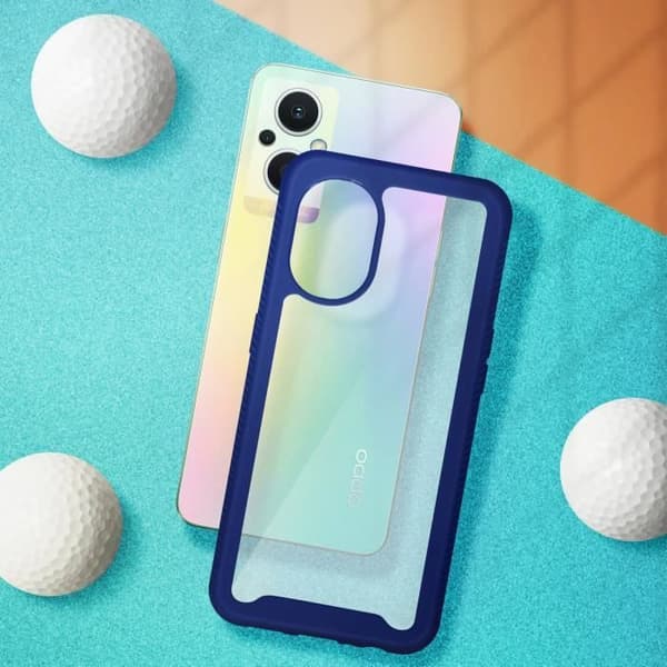 Oppo Reno 8 Lite 5G Fodral - AVIZAR - Transparent rygg + blå silikonkontur - Förstärkt skydd - Modernt
