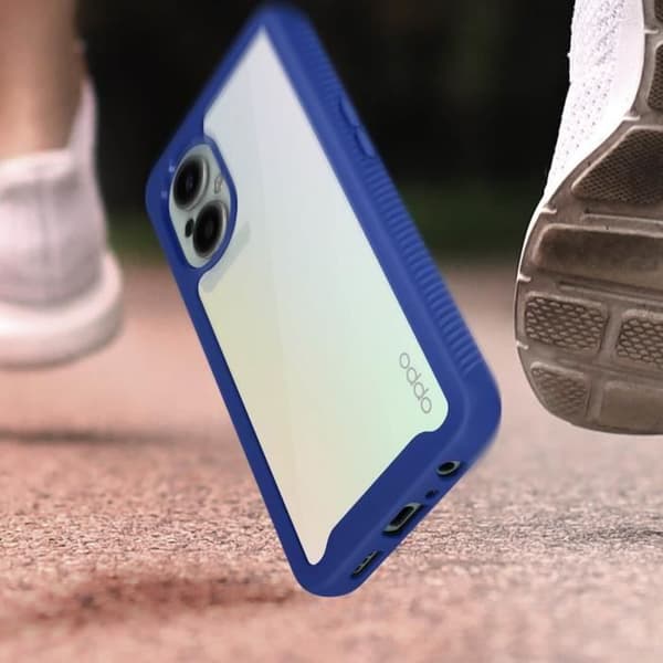 Oppo Reno 8 Lite 5G Fodral - AVIZAR - Transparent rygg + blå silikonkontur - Förstärkt skydd - Modernt