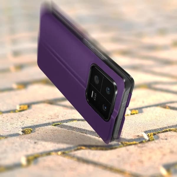 AVIZAR Foliofodral till Xiaomi 13 Pro - Mörklila - Tidsvisningsfönster - Videostöd