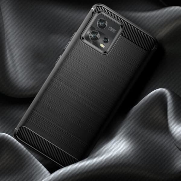 Fodral till Motorola Moto G72 - AVIZAR - Svart borstad koleffekt - Skydd mot stötar och repor