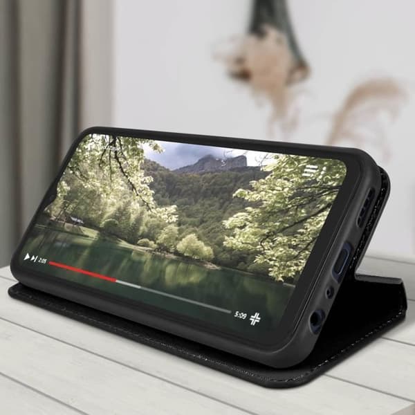 AVIZAR Skyddskåpa för Vivo Y22s och Y35 - Magnetic Flip och Video Support - Svart