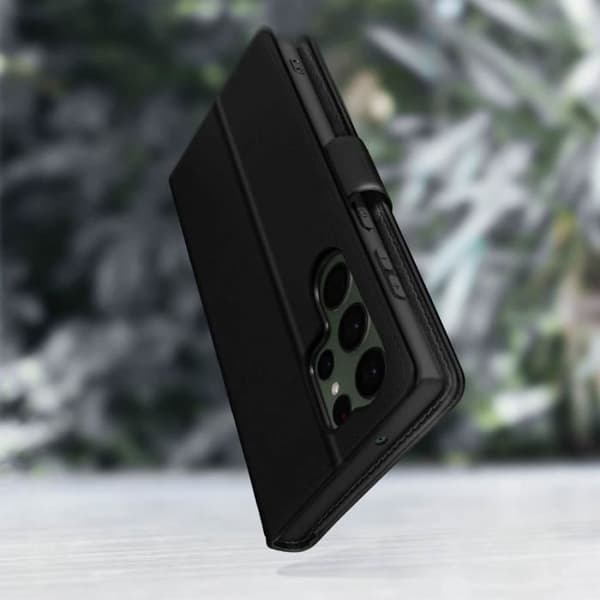 Fodral till Samsung Galaxy S23 Ultra - AVIZAR - Support för plånbok och video - Svart