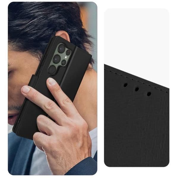 Fodral till Samsung Galaxy S23 Ultra - AVIZAR - Support för plånbok och video - Svart