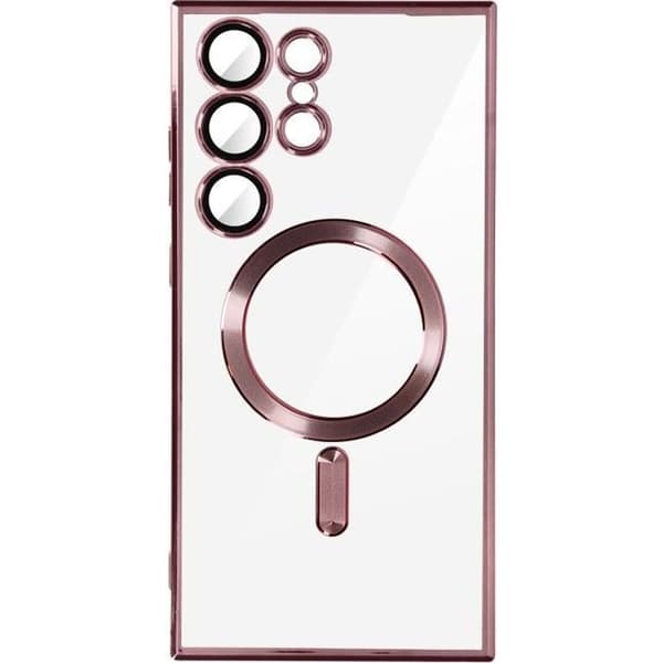 Fodral - AVIZAR - Samsung S23 Ultra - Transparent kameraskydd - Magnetisk ring - Rosa